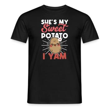 Paire d’igname de patates douces de février - T-shirt homme - noir - Devant - AI Model Male 178 light (178cm)