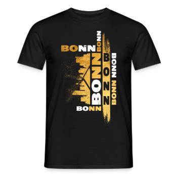 Bonn Deutschland Stadt Skyline Schrift Gold - Männer T-Shirt - Schwarz - Vorne - AI Model Male 178 light (178cm)