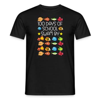 100 Days Of School Swam By Teacher Student Fish - Men's T-Shirt - black - Front - AI Model Male 178 light (178cm)