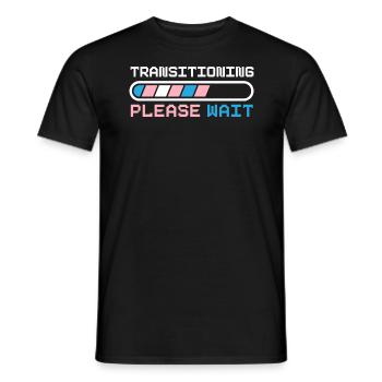 Transitioning Please Wait LGBTQ Pride Transgender - Men's T-Shirt - black - Front - AI Model Male 178 light (178cm)