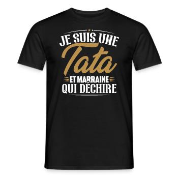 Je suis une tata et marraine qui déchire - T-shirt homme - noir - Devant - AI Model Male 178 light (178cm)