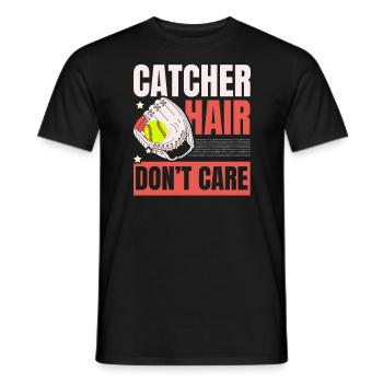 Catcher Hair Don’t Care Softball Player Sports - T-shirt homme - noir - Devant - AI Model Male 178 light (178cm)