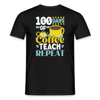 100 Days Of Coffee Teach Repeat 100 Days Of School - Men's T-Shirt - black - Front - AI Model Male 178 light (178cm)
