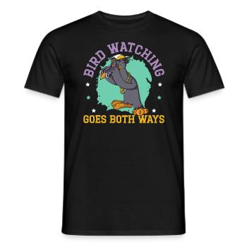Bird Watching Goes Both Ways Bird Conspiracy - Men's T-Shirt - black - Front - AI Model Male 178 light (178cm)