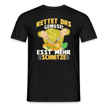Schnitzel Rettet das Gemüse esst mehr Schnitzel - Männer T-Shirt - Schwarz - Vorne - AI Model Male 178 light (178cm)