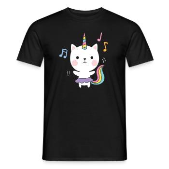Cat Unicorn Kitten Children - Men's T-Shirt - black - Front - AI Model Male 178 light (178cm)