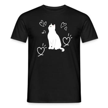 Cat Love Heart Kitten Children - Men's T-Shirt - black - Front - AI Model Male 178 light (178cm)