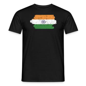Jour de la République de l’Inde Drapeau indien hindoustani - T-shirt homme - noir - Devant - AI Model Male 178 light (178cm)