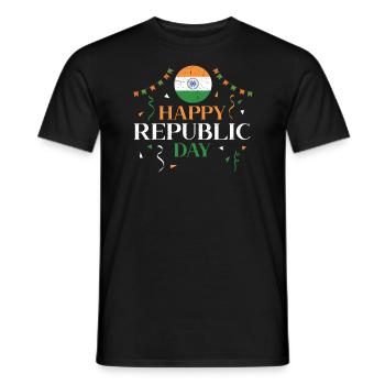 Joyeux Jour de la République Hindustani Inde Drapeau Indien - T-shirt homme - noir - Devant - AI Model Male 178 light (178cm)