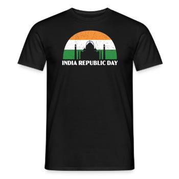 Jour de la République de l’Inde Drapeau indien hindoustani - T-shirt homme - noir - Devant - AI Model Male 178 light (178cm)