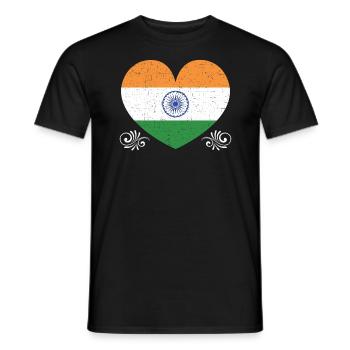 Jour de la République de l’Inde Drapeau indien hindoustani - T-shirt homme - noir - Devant - AI Model Male 178 light (178cm)