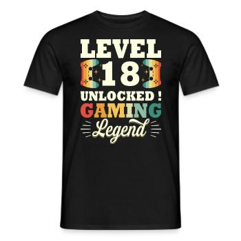 Level 18 Birthday Gamer 18 Years Old - Men's T-Shirt - black - Front - AI Model Male 178 light (178cm)