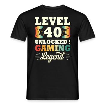 Level 40 Anniversary Gamer 40 Years - Men's T-Shirt - black - Front - AI Model Male 178 light (178cm)