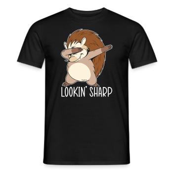 Lookin' Sharp Igel Hedgie Wildlife Tier - Männer T-Shirt - Schwarz - Vorne - AI Model Male 178 light (178cm)