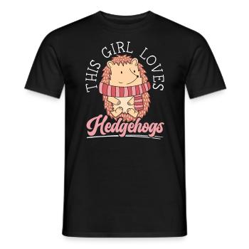 This Girl Loves Hedgehogs Hedgie Animal Lover - Men's T-Shirt - black - Front - AI Model Male 178 light (178cm)