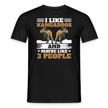 I Like Kangaroos And Maybe Like 3 People Wildlife - Men's T-Shirt - black - Front - AI Model Male 178 light (178cm)