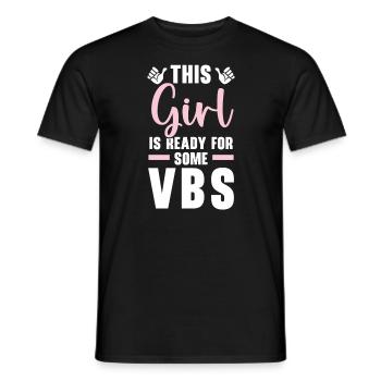 Une fille prête pour une école biblique de vacances VBS - T-shirt homme - noir - Devant - AI Model Male 178 light (178cm)