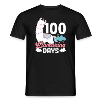 100 Llamazing Days Educator Pupil Llama Lover - Men's T-Shirt - black - Front - AI Model Male 178 light (178cm)