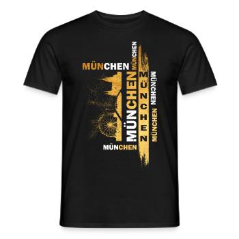 Munich Allemagne City Skyline Font Gold - T-shirt homme - noir - Devant - AI Model Male 178 light (178cm)