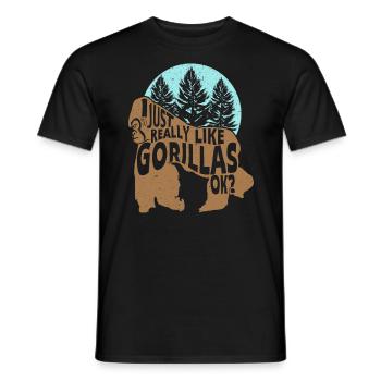 I Just Really Like Gorillas Ok Ape Monkey Lover - Men's T-Shirt - black - Front - AI Model Male 178 light (178cm)
