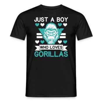 Just A Boy Who Loves Gorillas Ape Monkey Lover - Men's T-Shirt - black - Front - AI Model Male 178 light (178cm)
