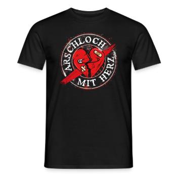 Trou du cul avec coeur - T-shirt homme - noir - Devant - AI Model Male 178 light (178cm)