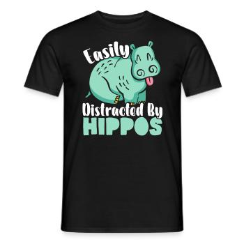 Facilement distrait par les hippopotames amoureux des hippopotames - T-shirt homme - noir - Devant - AI Model Male 178 light (178cm)