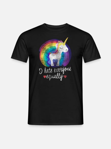 hater alle like unicorn rainbow retro - T-skjorte herre - svart