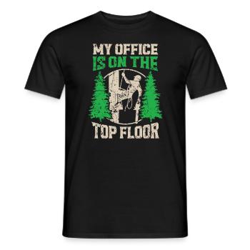 Mein Büro befindet sich im obersten Stockwerk Baumpfleger Holzfäller - Männer T-Shirt - Schwarz - Vorne - AI Model Male 178 light (178cm)