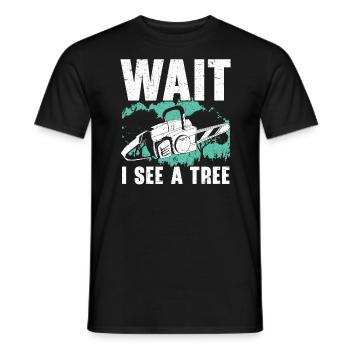 Wait I See A Tree Arborist Logger Wood Whisperer - T-shirt homme - noir - Devant - AI Model Male 178 light (178cm)