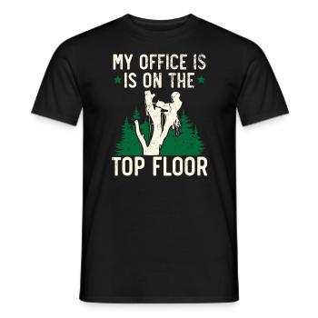Mon bureau est au dernier étage Arboriculteur Bûcheron Bois - T-shirt homme - noir - Devant - AI Model Male 178 light (178cm)
