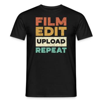 Filmbearbeitung Upload Repeat Content Creator Vlogger - Männer T-Shirt - Schwarz - Vorne - AI Model Male 178 light (178cm)