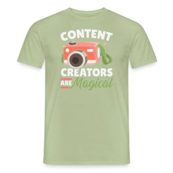 Inhaltsersteller sind magische Social-Media-Vlogger - Männer T-Shirt - Sage - Vorne - AI Model Male 178 light (178cm)
