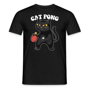 Tennis de Table Chat Ping-Pong Tenue Cat Pong - T-shirt homme - noir - Devant - AI Model Male 178 light (178cm)