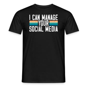 Je peux gérer votre profession de média social - T-shirt homme - noir - Devant - AI Model Male 178 light (178cm)