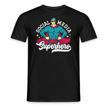 Emploi de super-héros de médias sociaux Gestionnaire de médias sociaux - T-shirt homme - noir - Devant - AI Model Male 178 light (178cm)