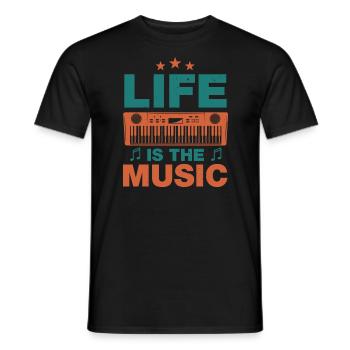Life Is The Music Musician Music Lover Musical - Men's T-Shirt - black - Front - AI Model Male 178 light (178cm)