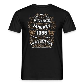 Jahrgang Januar 1955, Retro-Geburtstagsgeschenk - Männer T-Shirt - Schwarz - Vorne - AI Model Male 178 light (178cm)