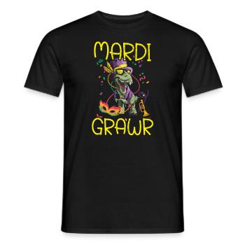Mardi Grawr Mardi Gras Celebration Dinosaur Lover - Men's T-Shirt - black - Front - AI Model Male 178 light (178cm)