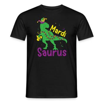 Mardisaurus Mardi Gras Celebration Dinosaur Lover - Men's T-Shirt - black - Front - AI Model Male 178 light (178cm)
