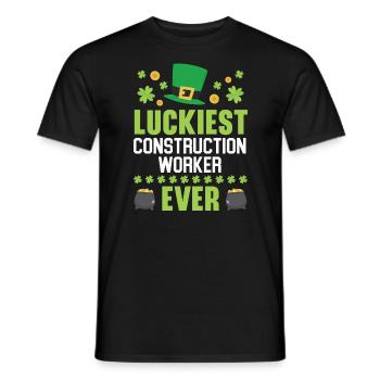 Luckiest Construction Worker Ever St. Patrick's - Men's T-Shirt - black - Front - AI Model Male 178 light (178cm)