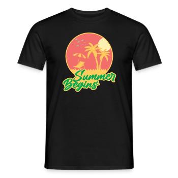 L’été commence à la plage Surfeur de vacances - T-shirt homme - noir - Devant - AI Model Male 178 light (178cm)