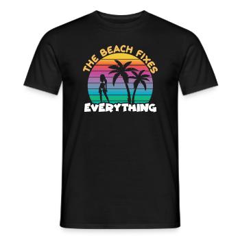 La plage corrige tout Strand Surfer - T-shirt homme - noir - Devant - AI Model Male 178 light (178cm)