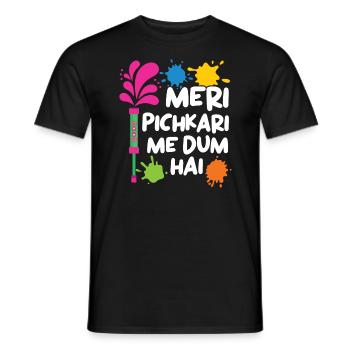 Meri Pichkari Me Dum Hai Hindu Holi Festival - T-shirt homme - noir - Devant - AI Model Male 178 light (178cm)