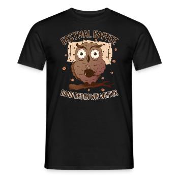 Nachteule im Einsatz Eule Kaffee Morgenmuffel - Männer T-Shirt - Schwarz - Vorne - AI Model Male 178 light (178cm)