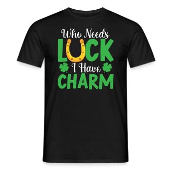 Who Needs Luck I Have Charm St. Patricks Day Irish - Men's T-Shirt - black - Front - AI Model Male 178 light (178cm)