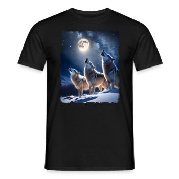 Wölfe Heulen zum Mond Schnee Mystisch - Männer T-Shirt - Schwarz - Vorne - AI Model Male 178 light (178cm)