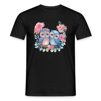 Eule Valentinstag Herz Liebe Geschenkidee Horror - Männer T-Shirt - Schwarz - Vorne - AI Model Male 178 light (178cm)