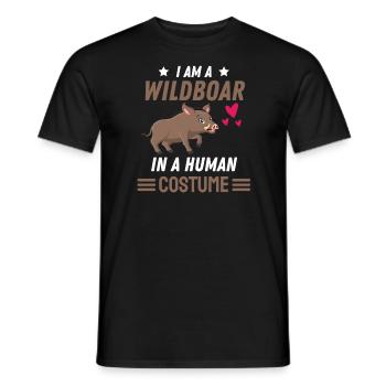 Wild Boar Costume Gift Forest Animal Wild Boar - Men's T-Shirt - black - Front - AI Model Male 178 light (178cm)