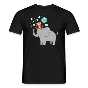 Bulles de savon éléphant singe enfants - T-shirt homme - noir - Devant - AI Model Male 178 light (178cm)